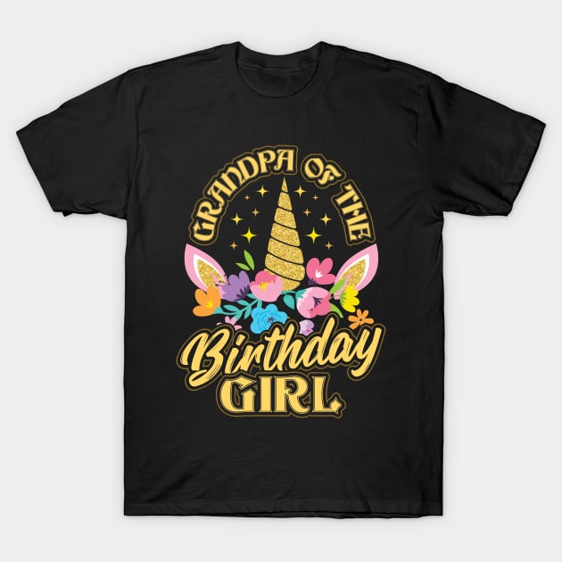 Grandpa of the Birthday Girl Unicorn T-Shirt by aneisha